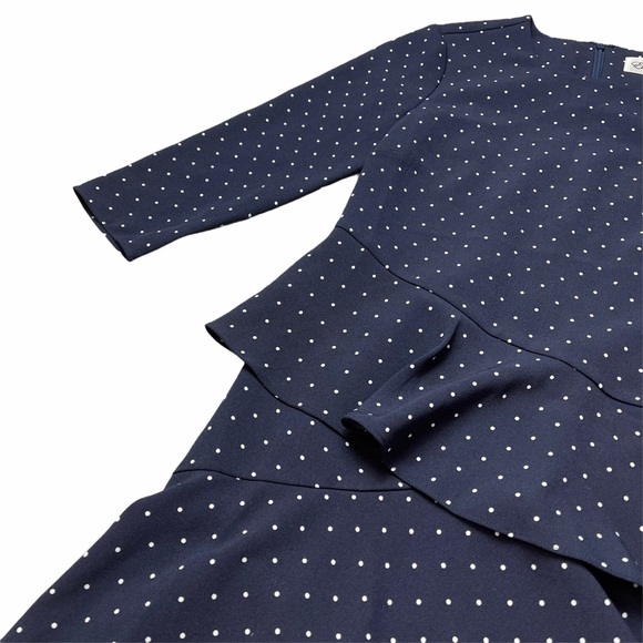 Eliza J Navy Blue Dotted Quarter Sleeve Mini Dress - Picture 2 of 8